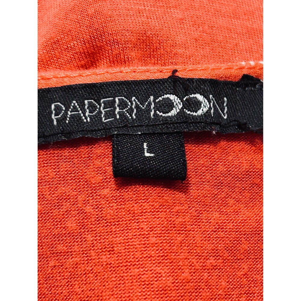 Papermoon Orange Ikat Diamond Print V-Neck Mixed Media Blouse‎ Top Large - Picture 7 of 8